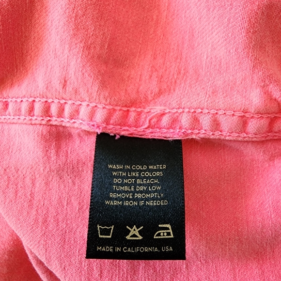 J Brand-Christopher Kane jacket denim neon pink-peach button front sz lrg 🎉 HP - Picture 13 of 15